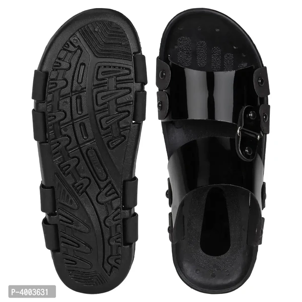 Men Black Solid Synthetic Patent Casual Trendy Sandals - 7UK