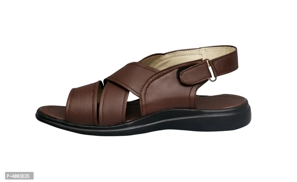 Men Brown Solid PU Casual Trendy Sandals - 6UK