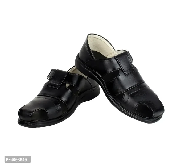 Men Black Solid PU Casual Trendy Sandals - 6UK