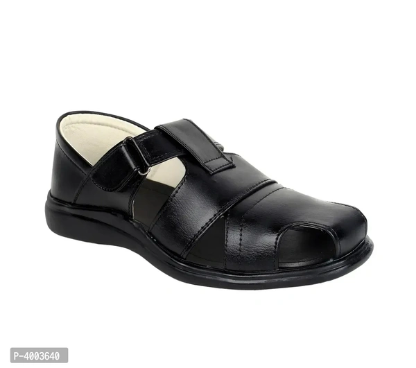 Men Black Solid PU Casual Trendy Sandals - 6UK