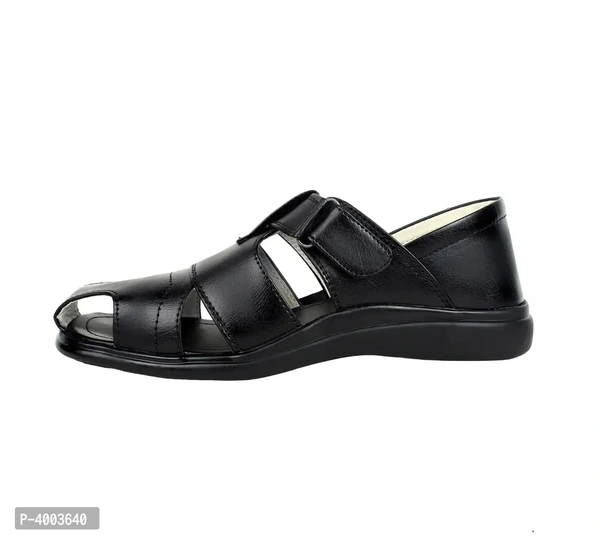 Men Black Solid PU Casual Trendy Sandals - 6UK