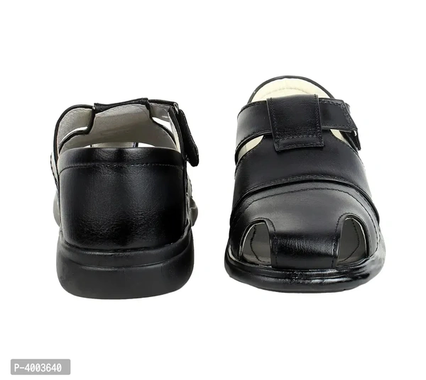 Men Black Solid PU Casual Trendy Sandals - 6UK