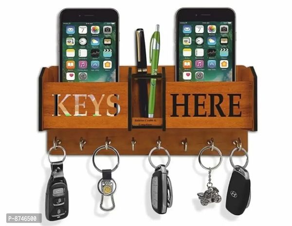 The Kia Crafts Keys Here Key Holder with Two Mobile Stand and Pen Stand For Gift , Home , Office , Living Room Deacute;cor