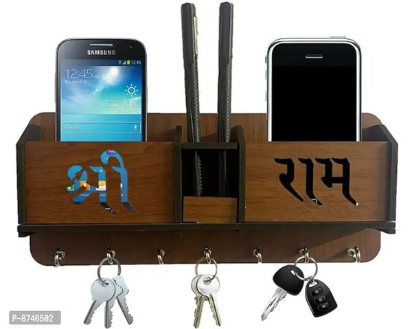 The Kia Crafts Shree Ram Key Holder with Two Mobile Stand and Pen Stand For Gift , Home , Office , Living Room Deacute;cor