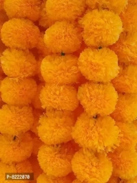 NSCC Artificial Marigold Fluffy Flowers and Golden Hanging Bells Short Garlands/Torans/Wall hangings/Latkans for Decorati