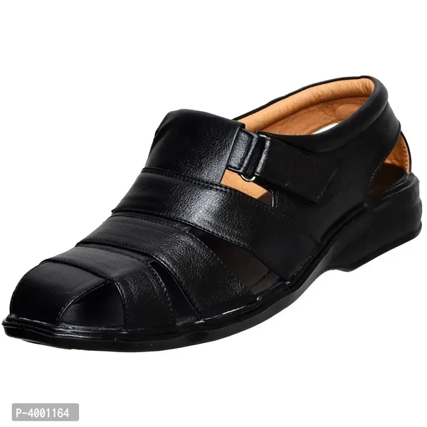 Stylish Black Leather Sandal - 7UK