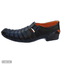 Stylish Black Leather Sandal - Black, 7UK