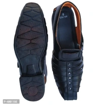 Stylish Black Leather Sandal - Black, 7UK