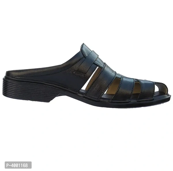 Stylish Black Leather Sandal - Black, 5UK