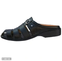Stylish Black Leather Sandal - Black, 9UK