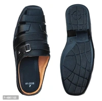 Stylish Black Leather Sandal - Black, 9UK