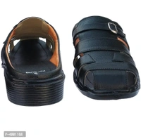 Stylish Black Leather Sandal - Black, 9UK