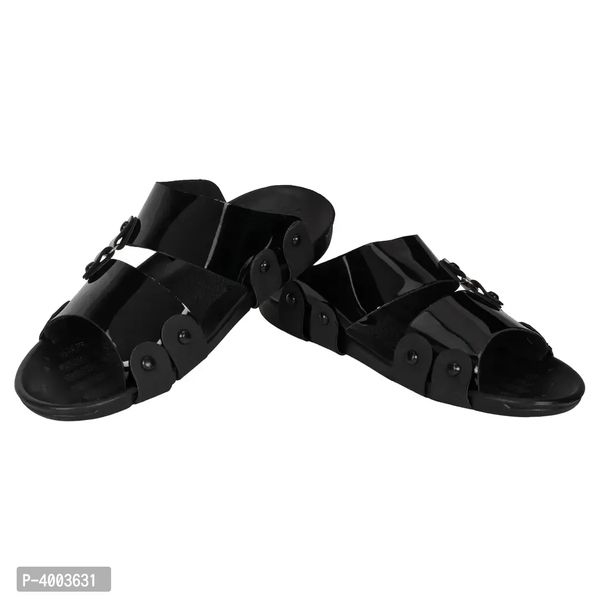 Men Black Solid Synthetic Patent Casual Trendy Sandals - 7UK