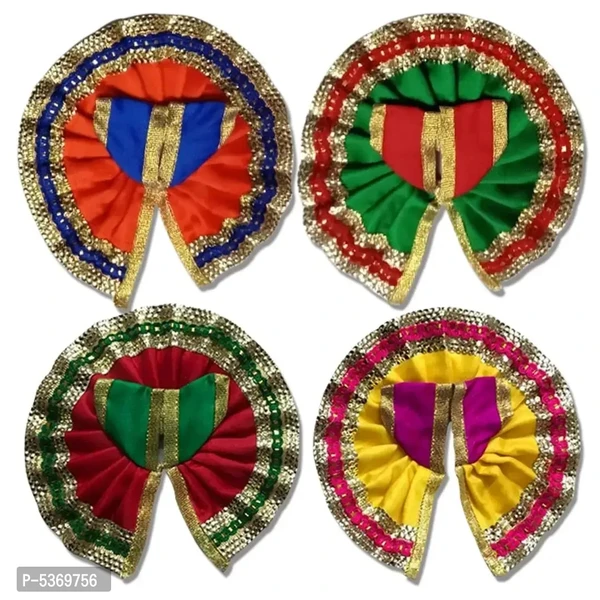 Shri laddu Gopal Ji/Kanha Ji/Thakur Ji/Krishan Ji Multicolored Dev Vastra/Bhagwan Ji ki Poshak Combo Set of 4 Fancy Elegant Dresses/Poshak ( SIZE 0 )