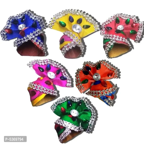 Shri laddu Gopal Ji/Kanha Ji/Thakur Ji/Govinda/Krishan Ji Combo Set of 6 Elegant Beautiful Classic Pagris ( SIZE 0 )