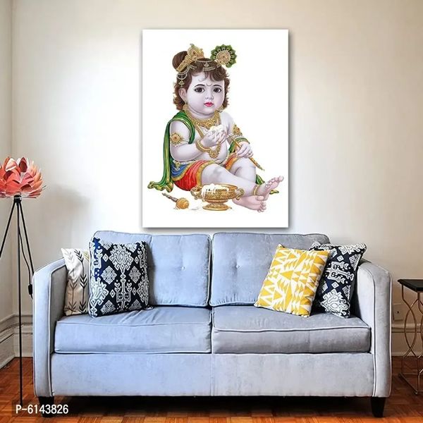 New Best Poster Krishna Wall Sticker Laddu Gopal Multicolor Vinyl Size 12 or 18 Inch for Living Room Home For Living room,Bed Room , Kid Room, Guest Room Etc.(Pack of 1) Color: Multicoloured