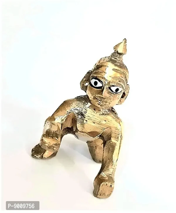 Ashtadhatu Laddu Gopal Brass Murti Gold Plated Bal Krishna Statue Baby Kanha Pital Murti