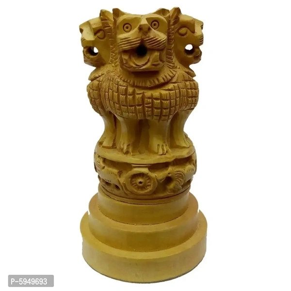 Wooden Ashoka Pillar Head Handmade Indian Emblem for Home Decor Showpiece