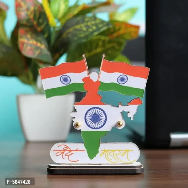 Indian Flag In Pair With Vande Mataram For All Car Desk & Office Table