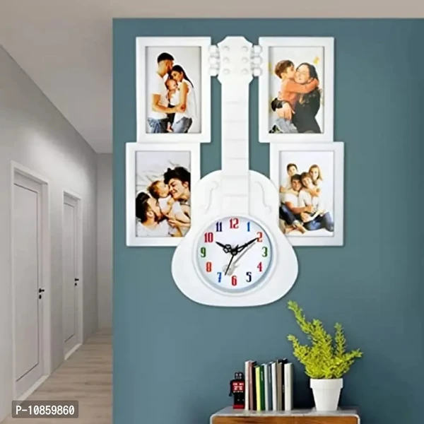 Harbour Analog Latest Stylish New Models Wall Clock with PHOTOFRAMES for Home Living Room Hall Bedroom (Size Height 43.5 CM X Width 35.5 CM)- Home Decor Big Size Wall Clock Mz LK1.