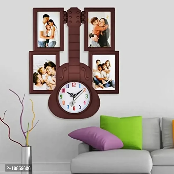 Harbour Analog Latest Stylish New Models Wall Clock with PHOTOFRAMES for Home Living Room Hall Bedroom (Size Height 43.5 CM X Width 35.5 CM)- Home Decor Big Size Wall Clock Mz LK1Size: 