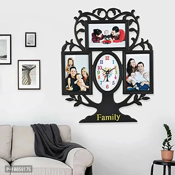 Harbour Analog Latest Stylish New Models Wall Clock with Photo Frames for Home Living Room Hall Bedroom (Size Height 44 CM X Width 34 CM)- Home Decor Big Size Wall Clock WL 715AS 3Size: 