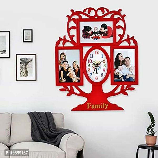 Harbour Analog Latest Stylish New Models Wall Clock with Photo Frames for Home Living Room Hall Bedroom (Size Height 44 CM X Width 34 CM)- Home Decor Big Size Wall Clock WL 715AS 5