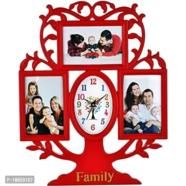 Harbour Analog Wall Clock with Photo Frames – Decorative Clock for Home & Living Room (29 x 40 cm)