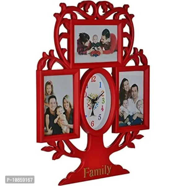 Harbour Analog Wall Clock with Photo Frames – Decorative Clock for Home & Living Room (29 x 40 cm)