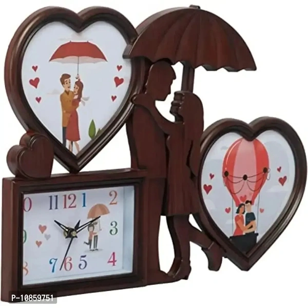 Harbour Analog Wall Clock with Photo Frames – Decorative Clock for Home & Living Room (29 x 40 cm)