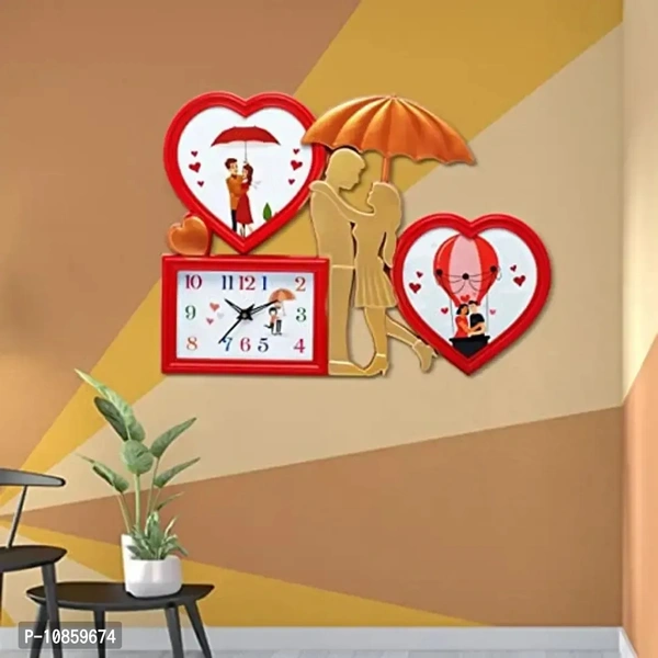 Harbour Analog Wall Clock with Photo Frames – Decorative Clock for Home & Living Room (29 x 40 cm)