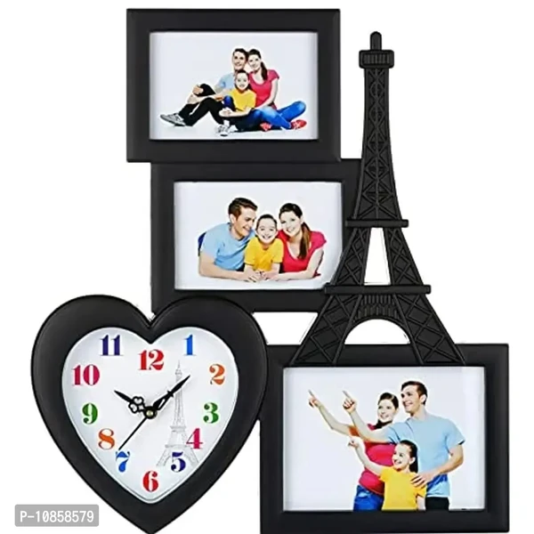 Harbour Analog Latest Stylish New Models Wall Clock with Photo Frames for Home Living Room Hall Bedroom (Size Height 43.5 CM X Width 40 CM)- Home Decor Big Size Wall Clock Mz 725 ASB 12Size: 