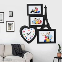 Harbour Analog Wall Clock with Photo Frames – Decorative Clock for Home & Living
