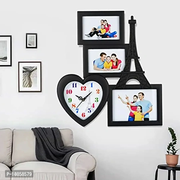 Harbour Analog Wall Clock with Photo Frames – Decorative Clock for Home & Living