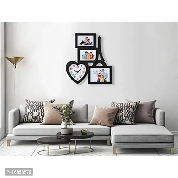 Harbour Analog Wall Clock with Photo Frames – Decorative Clock for Home & Living