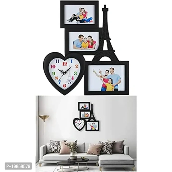 Harbour Analog Wall Clock with Photo Frames – Decorative Clock for Home & Living