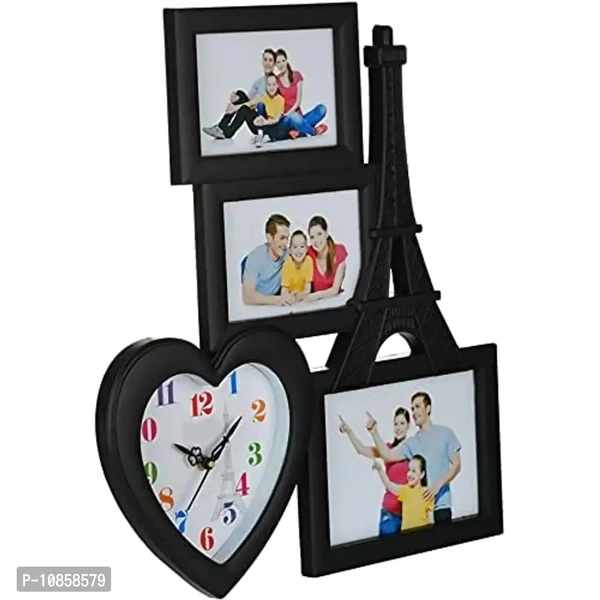 Harbour Analog Wall Clock with Photo Frames – Decorative Clock for Home & Living