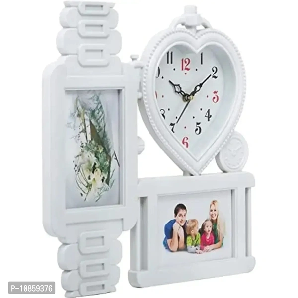 "Harbour Analog Wall Clock with Photo Frames – Decorative Clock for Home & Living Room (34.5 x 34.5 cm)