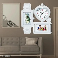 "Harbour Analog Wall Clock with Photo Frames – Decorative Clock for Home & Living Room (34.5 x 34.5 cm)