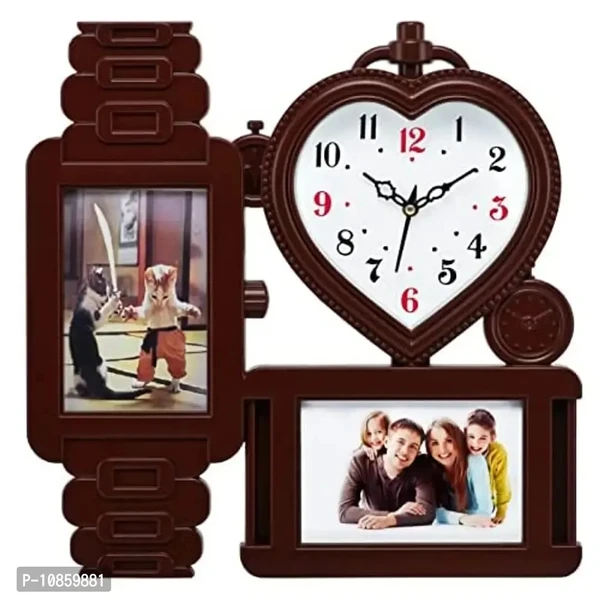 Harbour Analog Latest Stylish New Models Wall Clock with Photo Frames for Home Living Room Hall Bedroom (Size Height 34.5 CM X Width 34.5 CM)- Home Decor Big Size Wall Clock NG1Size: 