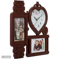 "Harbour Analog Wall Clock with Photo Frames – Decorative Clock for Home & Living Room (34.5 x 34.5 cm)