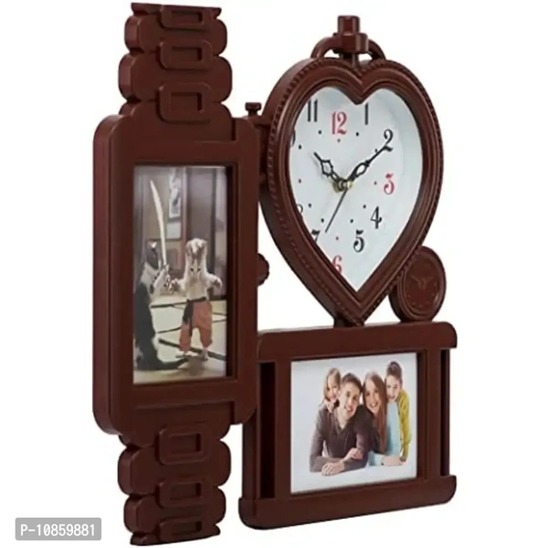 "Harbour Analog Wall Clock with Photo Frames – Decorative Clock for Home & Living Room (34.5 x 34.5 cm)