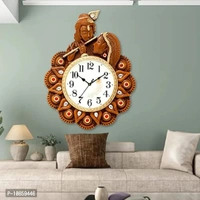 Harbour Analog Wall Clock with Radha Krishna Frame – Beige Decorative Clock for Home