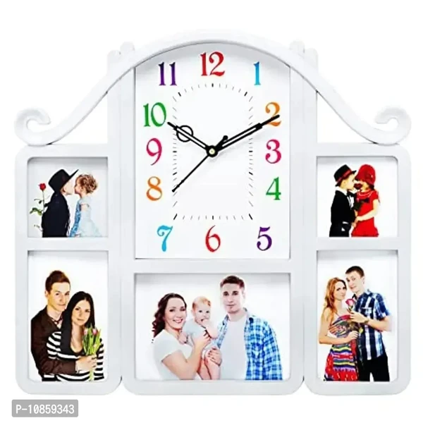 Harbour Analog Latest Stylish New Models Wall Clock with Photo Frames for Home Living Room Hall Bedroom (Size Height 40.3 CM X Width 38.7 CM)- Home Decor Big Size Wall Clock DJ1