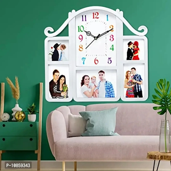 Harbour Analog Wall Clock with Photo Frames – Decorative Clock for Home & Living