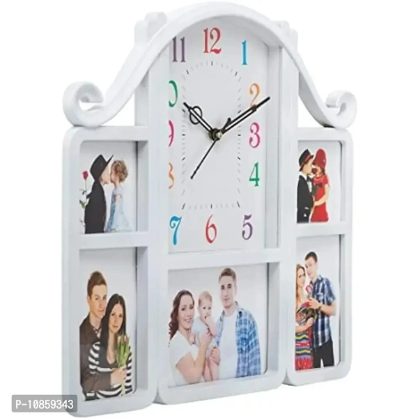 Harbour Analog Wall Clock with Photo Frames – Decorative Clock for Home & Living