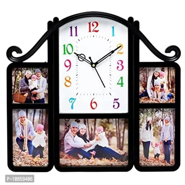 Harbour Analog Latest Stylish New Models Wall Clock with Photo Frames for Home Living Room Hall Bedroom (Size Height 40.3 CM X Width 38.7 CM)- Home Decor Big Size Wall Clock DJ1