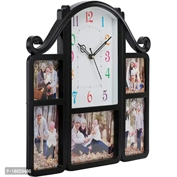Harbour Analog Wall Clock with Photo Frames – Decorative Clock for Home & Living