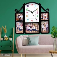 Harbour Analog Wall Clock with Photo Frames – Decorative Clock for Home & Living