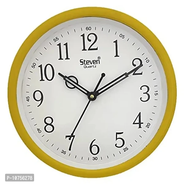 Wall Clock by STEVEN Quartz LLP ., Analog 9INCH Model NO. 901 Size 9 INCH. (Yellow)